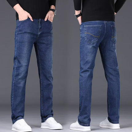 Men's Jeans Mid-Waist Stretch Denim Trousers