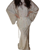 Batwing-sleeve Elegant Belted Top And Floral Skirt Set For Women