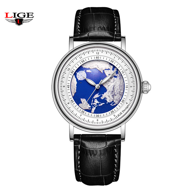 Mens Leather Strap Calendar Watch