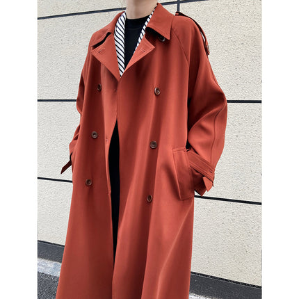 Women's long and loose British-style knee-length coat in casual style