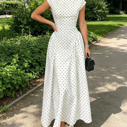 Polka Dot High Waist A-Line Dress