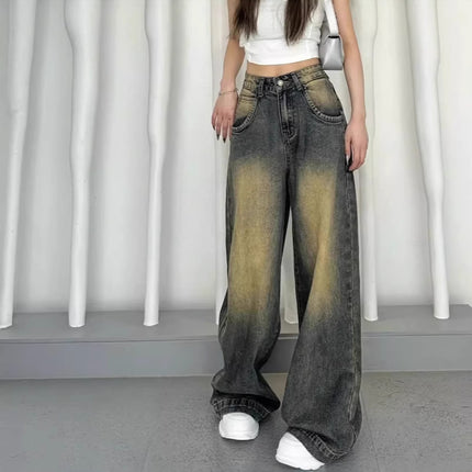 Womens High Waist Wide Leg Denim Pants