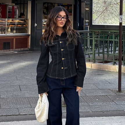 Women's Denim Shirt Jacket Slim Fit Casual Top