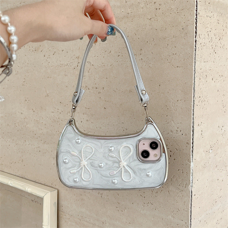 Pearl Bow Silicone Phone Case for iPhone