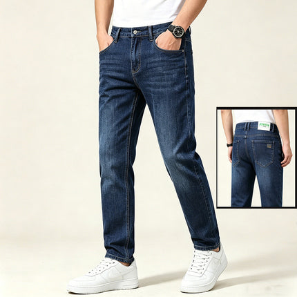 Men's Jeans Mid-Waist Stretch Denim Trousers