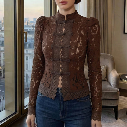 Stand-up collar, slim-fit shirt