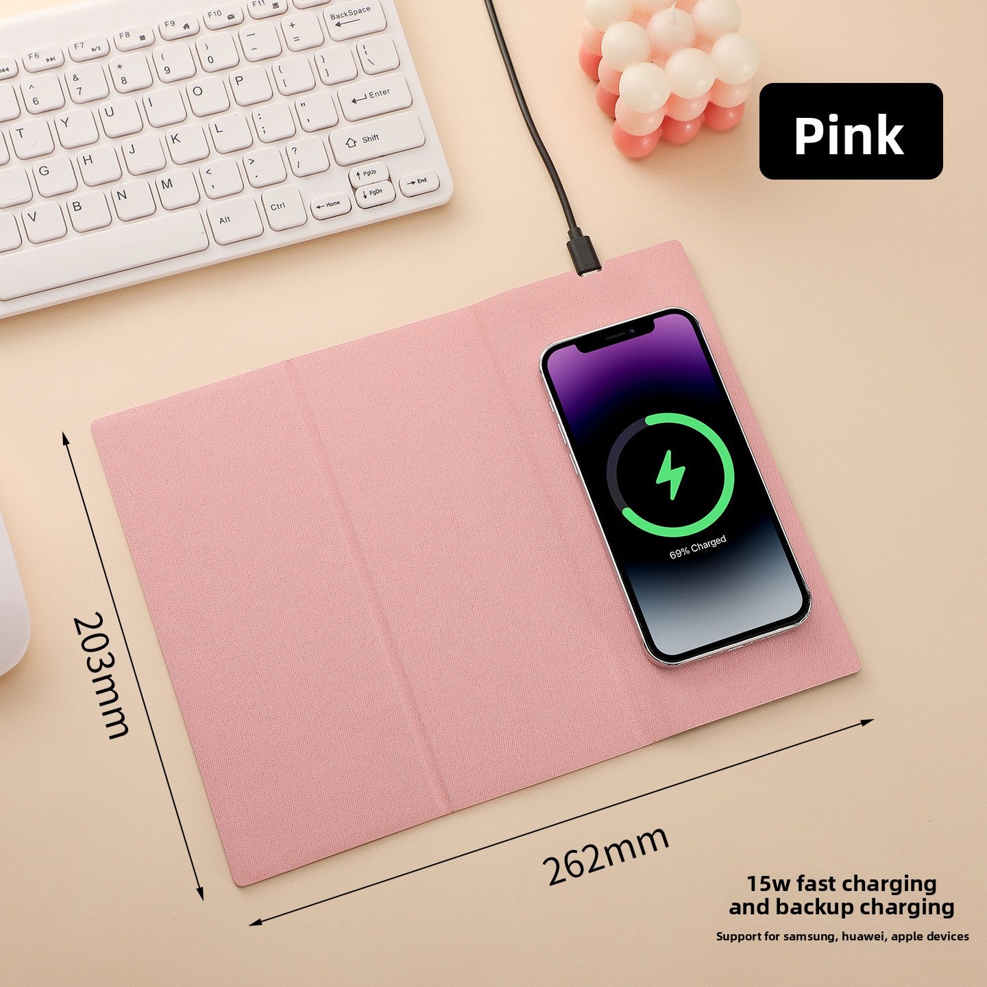 15W Wireless Charging Mouse Pad Desk Mat