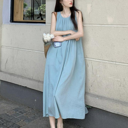Sleeveless Vest Dress with Hanging Neck Strap