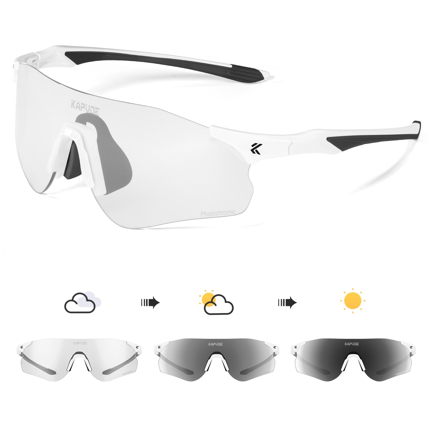 Photochromic Sports Sunglasses Windproof Cycling Glasses