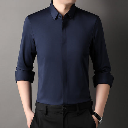 Men's long-sleeved seamless business shirt