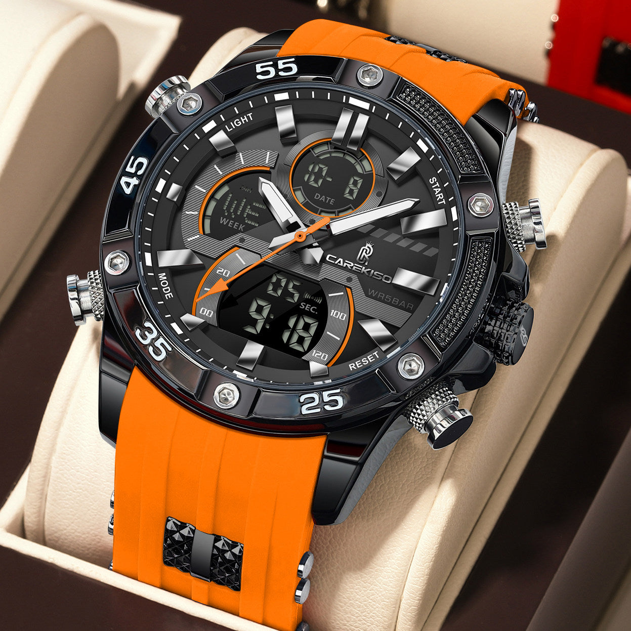 Men's Luminous Dual Display Waterproof Watch