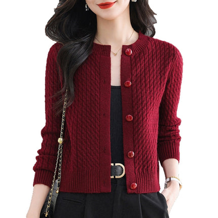 Womens Open Front Round Neck Sweater