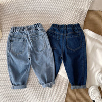 بنطلون أولادي أزرق سادة مموج