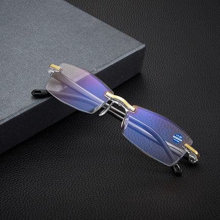 Frameless Blue Light Reading Glasses with Smart Zoom