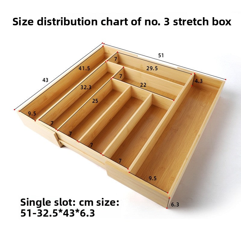 Adjustable Bamboo Kitchen Cutlery Drawer Organizer Tray