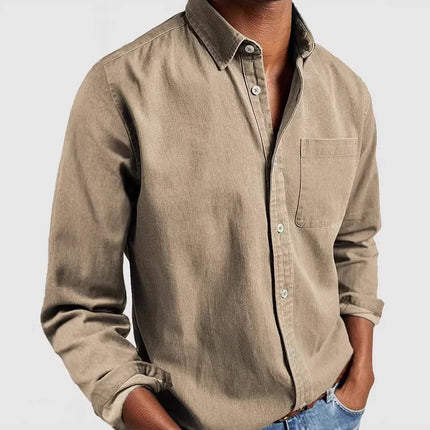 Men's Long Sleeve Turn-Down Collar Shirt