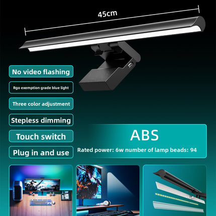 Adjustable Monitor Mounted LED Desk Lamp with Eye Protection