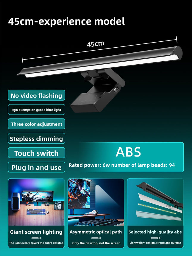 Adjustable Monitor Mounted LED Desk Lamp with Eye Protection