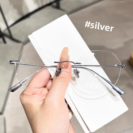 Rimless Photochromic Glasses Anti Blue Light Square Frame