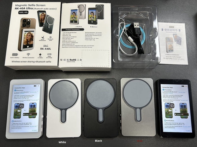 Magnetic Wireless Phone Selfie Screen Mirror with Zoom and Audio
