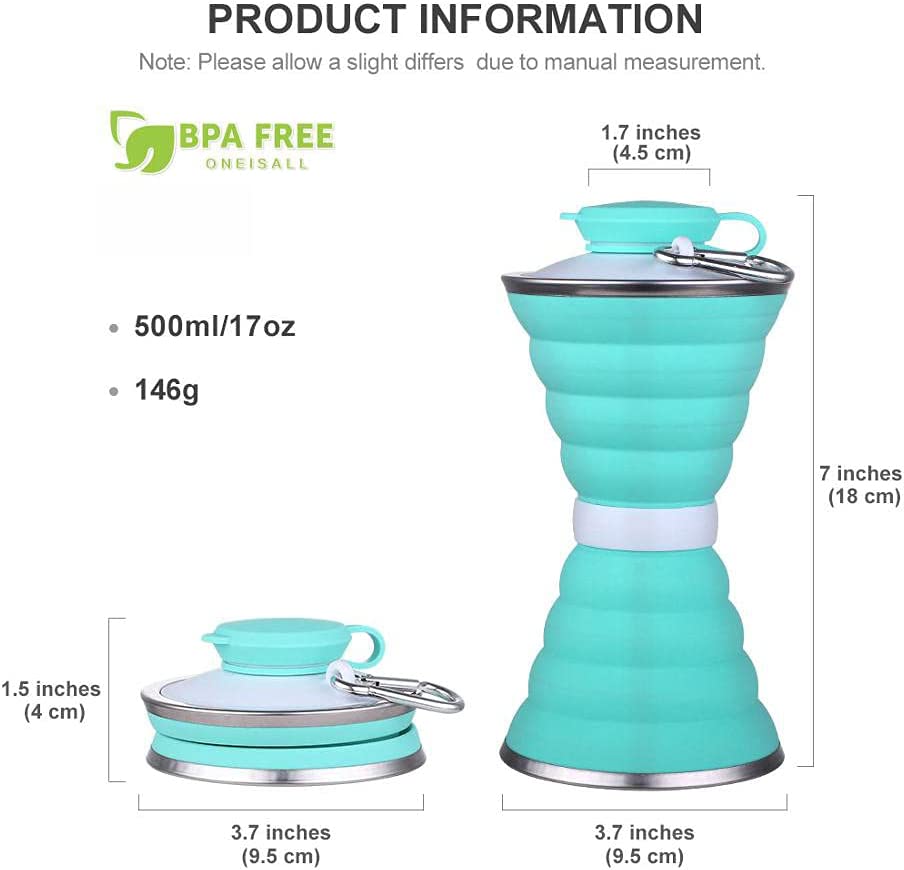 زجاجة ماء سيليكون سعة 500 مل، قابلة للطي، مانعة للتسرب، محمولة، مناسبة للرياضة والسفر، مثالية للرحلات الخارجية، الصالات الرياضية، المشي لمسافات طويلة، قابلة لإعادة الاستخدام، أدوات مطبخ.