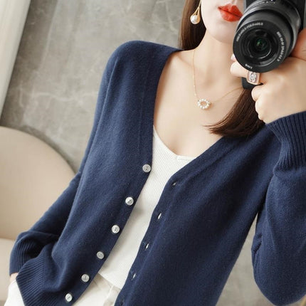 Womens V-Neck Knit Cardigan