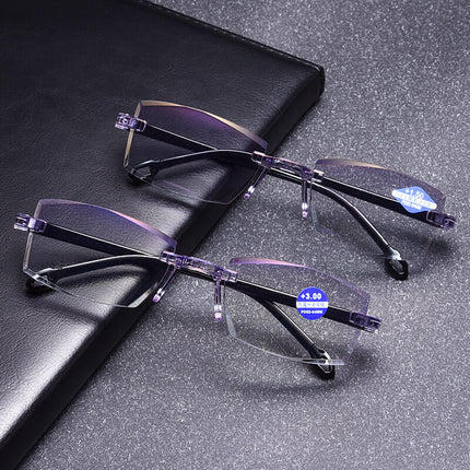Frameless Blue Light Reading Glasses with Smart Zoom