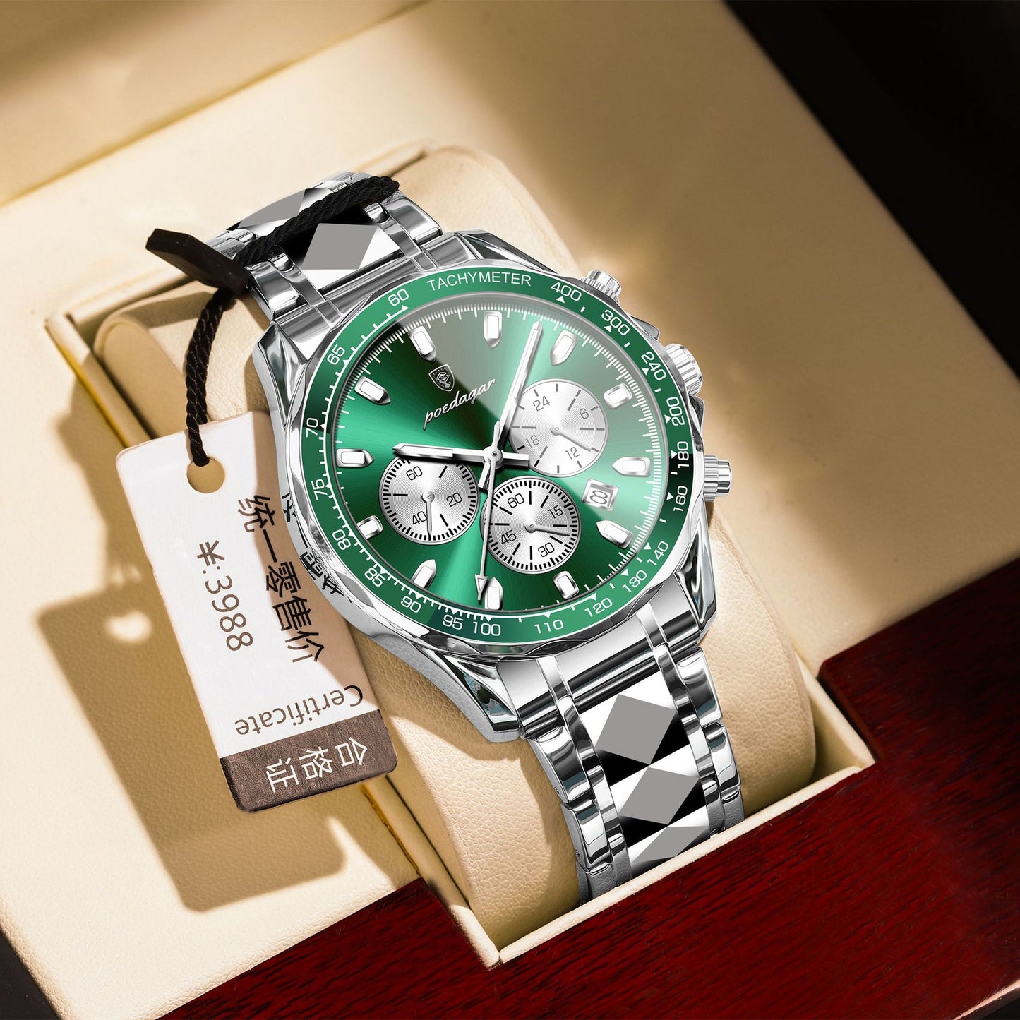 Swiss brand multifunctional men's watch steel band luminous quartz watch live foreign trade explosions a generation of hair