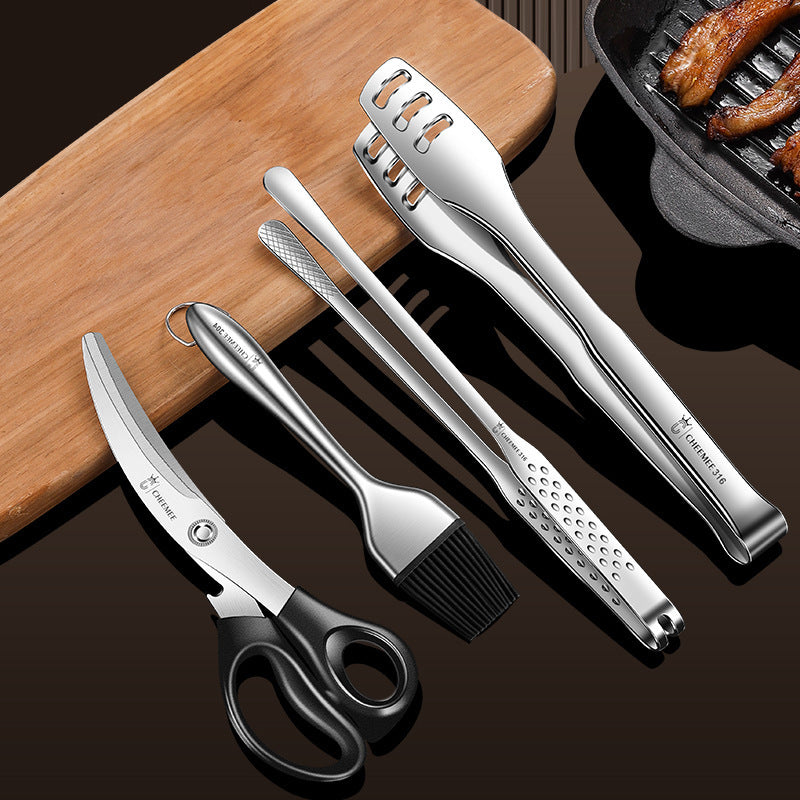 Stainless Steel Barbecue Tongs and Cooking Set