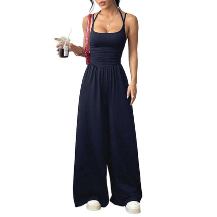 New Women's Casual Strapless Jumpsuit Summer Wide-Leg Loose Fit