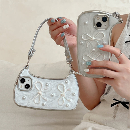 Pearl Bow Silicone Phone Case for iPhone