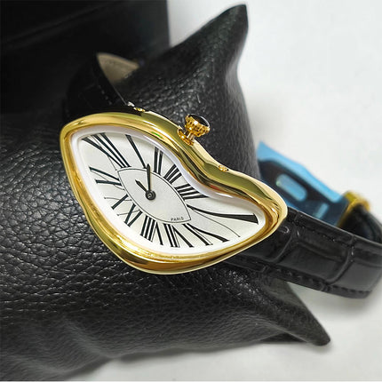 Medieval Melted Twist Design Leather Strap Watch