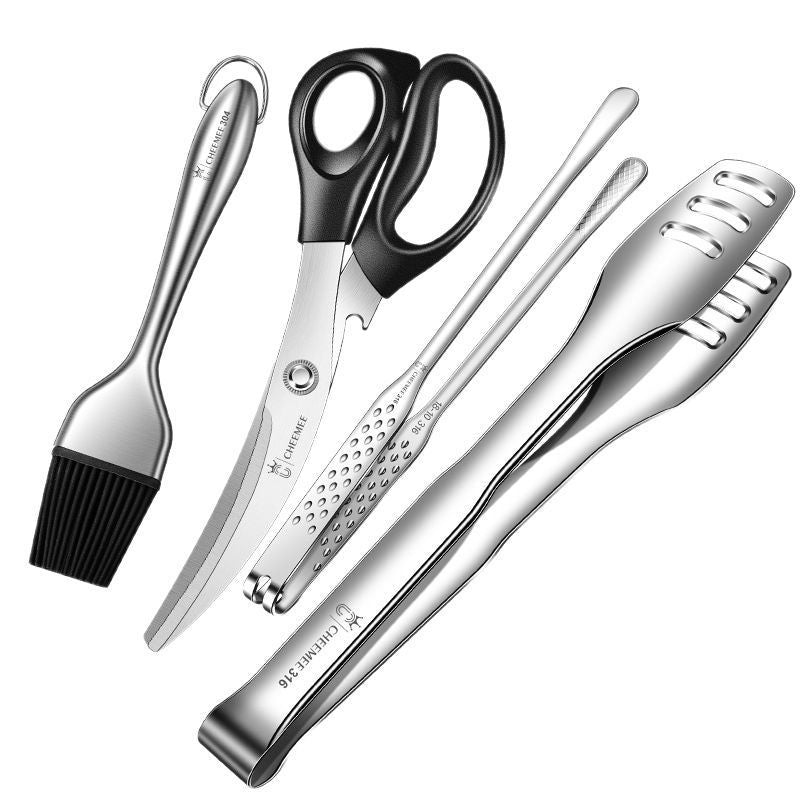 Stainless Steel Barbecue Tongs and Cooking Set