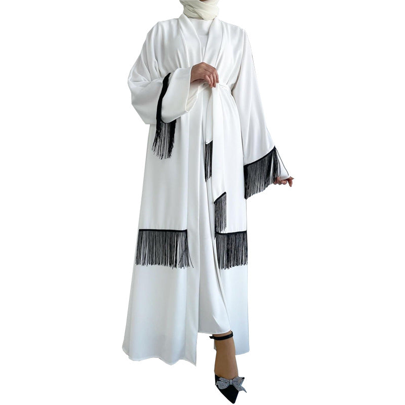 Arab Dubai Ethnic Clothes Middle East Abaya Coat Tassle Fashion Dress