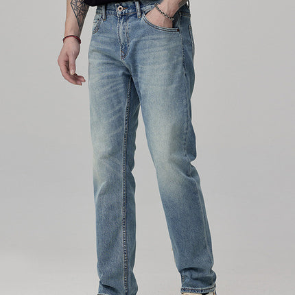 Straight Fit Washed Denim Jeans for Men
