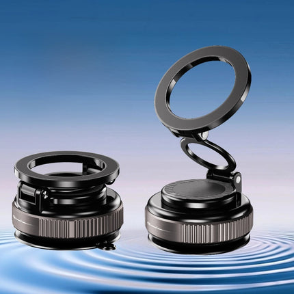 Car-Mounted Folding Magnetic Holder, Metal Rotating Vacuum Adsorption, Double-Sided Kitchen Multifunctional Lazy Phone Holder