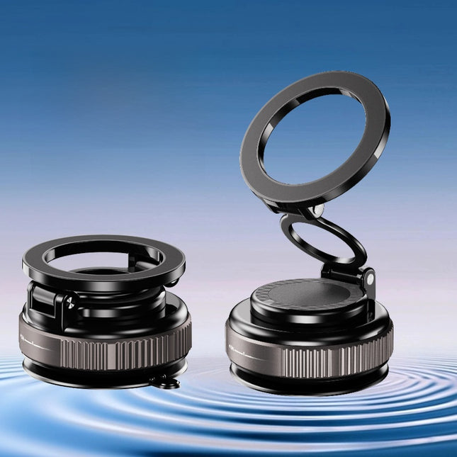 Car-Mounted Folding Magnetic Holder, Metal Rotating Vacuum Adsorption, Double-Sided Kitchen Multifunctional Lazy Phone Holder