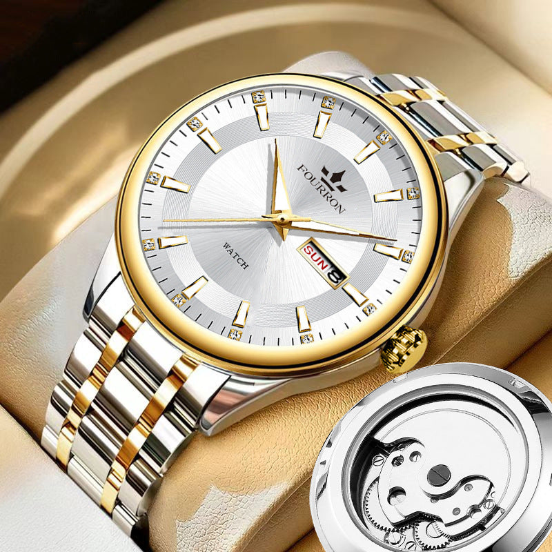 Stainless Steel Mechanical Watch with Calendar