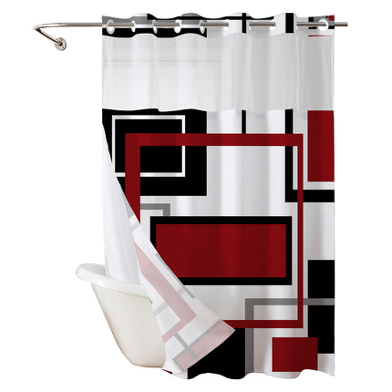 Geometric Digital Print Shower Curtain Set with Removable Liner