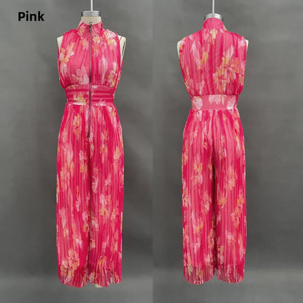 Womens Fashion Pleated Halter Neck Jumpsuit