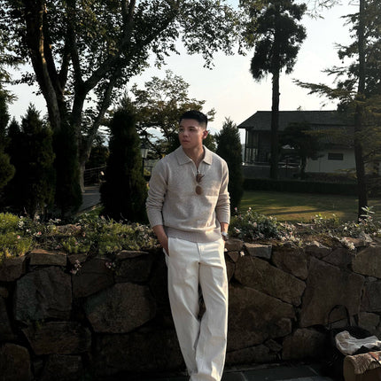 Herringbone Pure Cotton Commuter Trousers