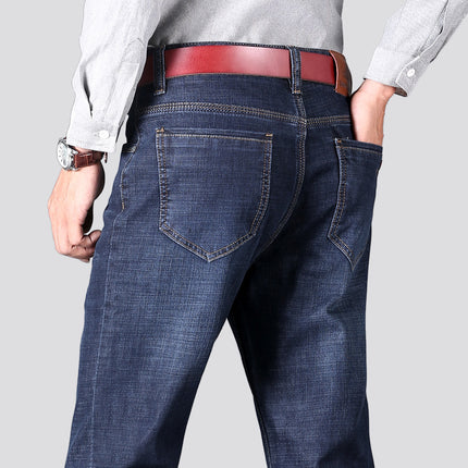Mens Loose Fit High Waisted Denim Trousers