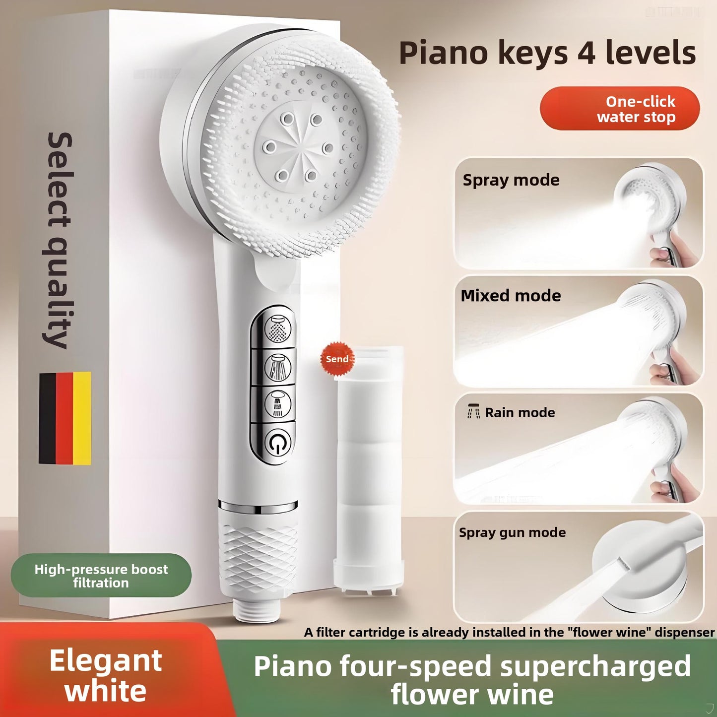 Handheld Shower Head with Multiple Spray Modes