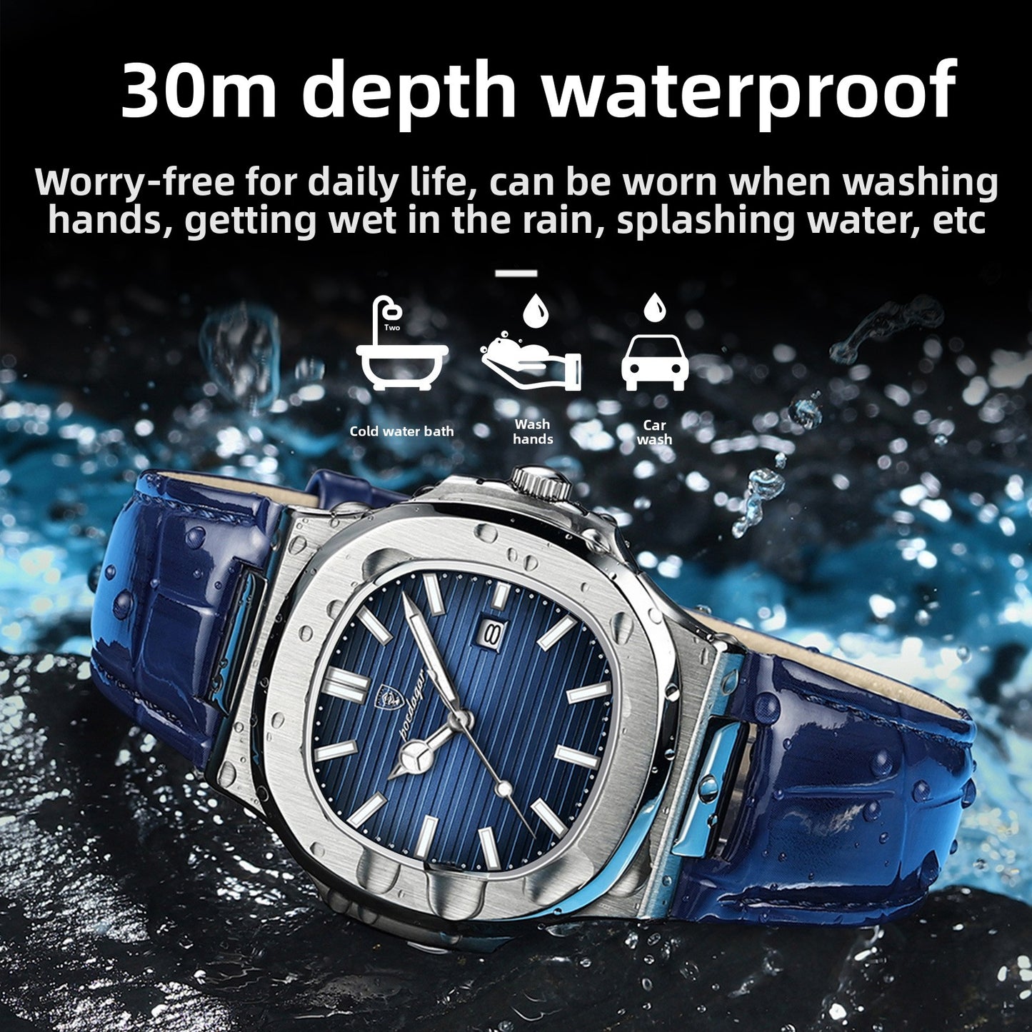 Ultra-Thin Mens Quartz Watch with Leather Strap