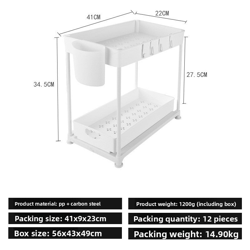 Ready-Made Pull-Out Drawer Basket Kitchen Cabinet Storage Rack under the Sink Storage Rack Organizing Rack Removable