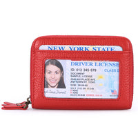 First Cowhide Double Layer Zipper Expanding Card Holder