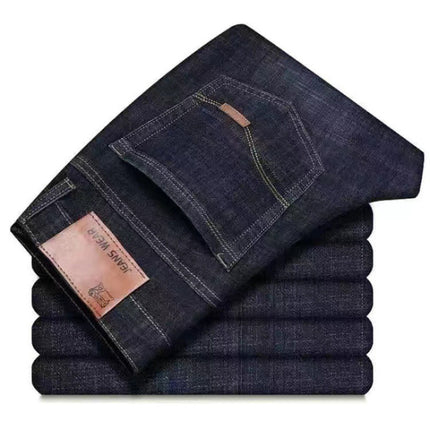 Men's Jeans Mid-Waist Stretch Denim Trousers