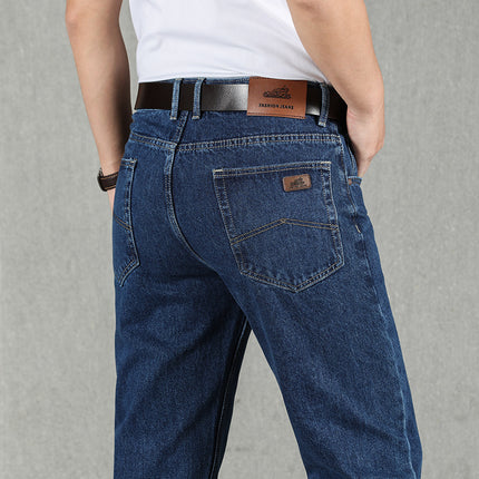 Mens Loose Fit High Waisted Denim Trousers