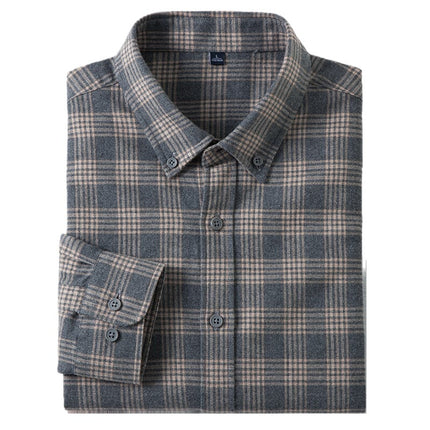 Pure Cotton Brushed Plaid Shirt for Men