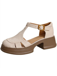 All-match Retro Small Chunky Heel Platform Ankle-strap High Heels